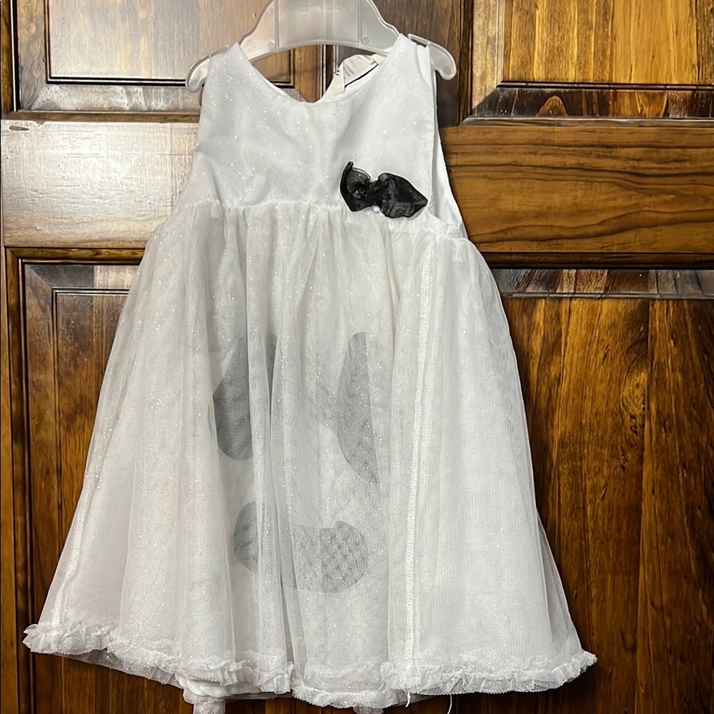 White Dress with Black Bow Accent